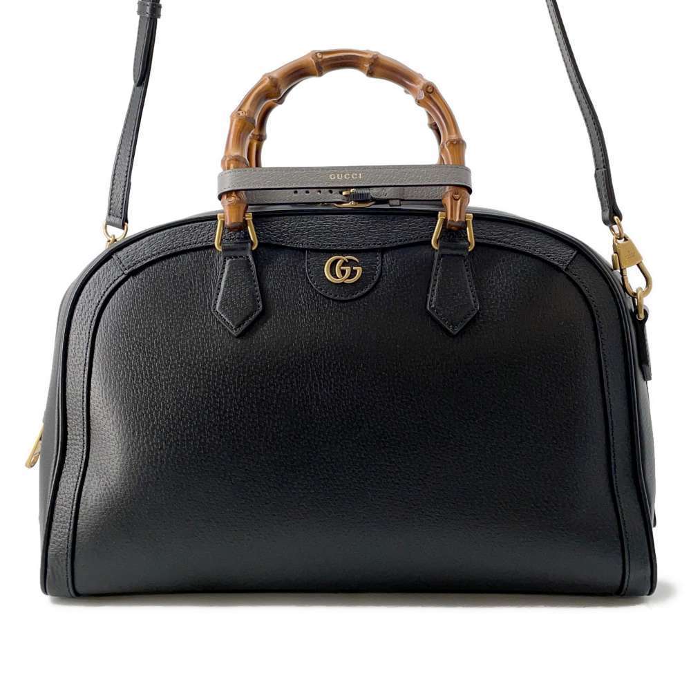 Gucci Diana Duffel Leather Handbag Medium Black